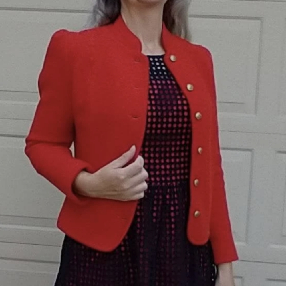 SIGI SCHEIBER TYROL red cardigan sweater jacket S (K5)